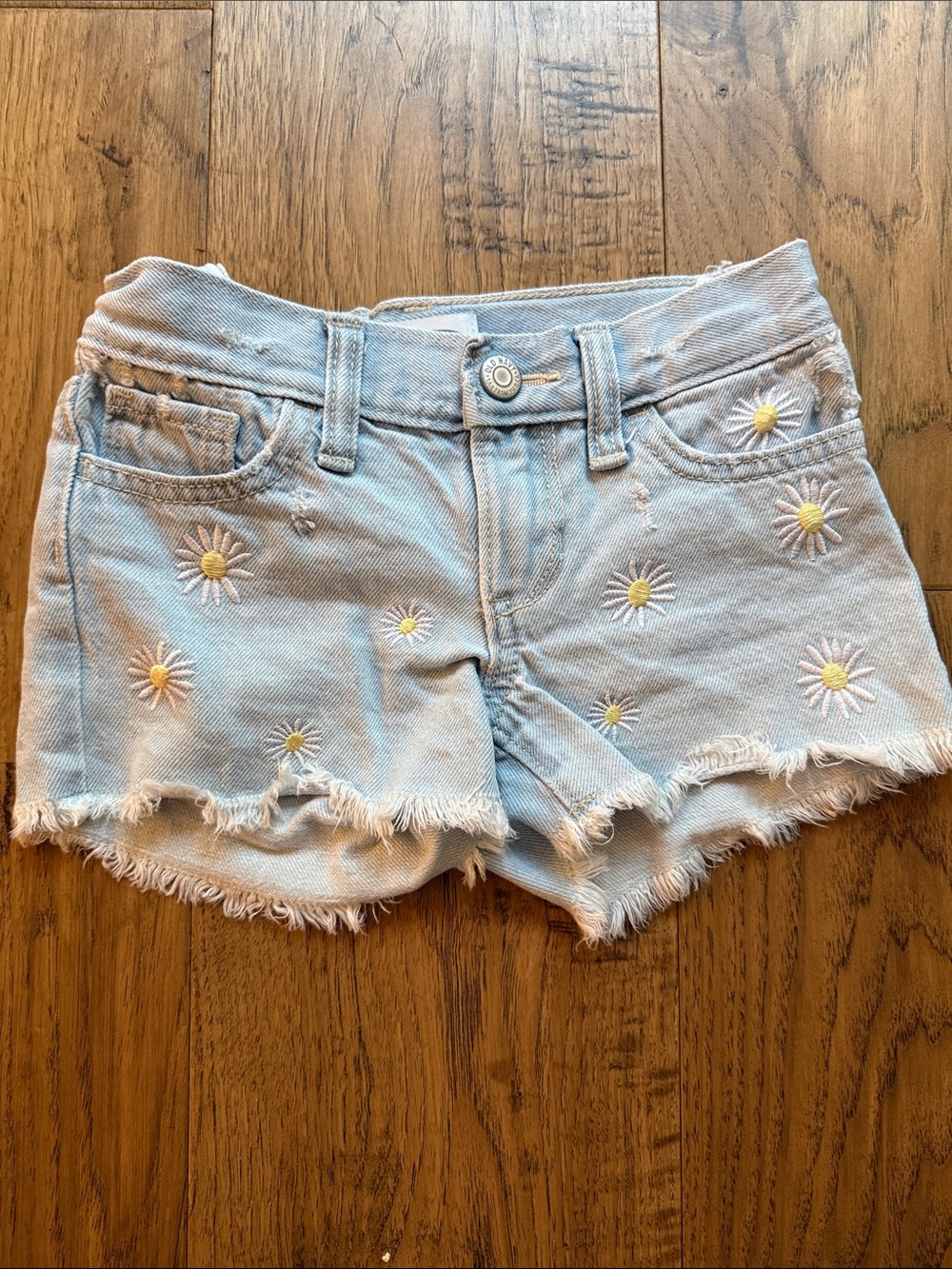 Old Navy Light Blue Daisy Embroidered Denim Shorts